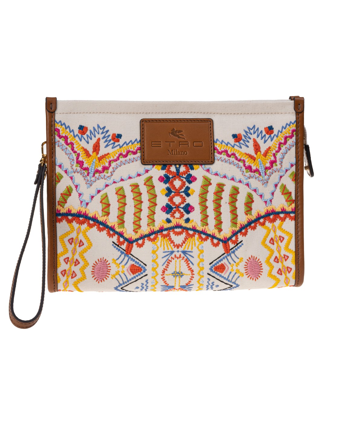 shop ETRO  Borsa: Etro Borsa in cotone con finiture in pelle, impreziosita con ricami ornamentali, disegni Paisley e fiori tinto filo.
Tasca interna.
Chiusura con zip.
Etichetta con logo ETRO e Pegaso ricamata sul fronte.
Dimensioni: 18 x 25 x 5 cm.
Composizione: 100% cotone.
Fabbricato in Italia.. 1H784 7035-8000 number 6877583